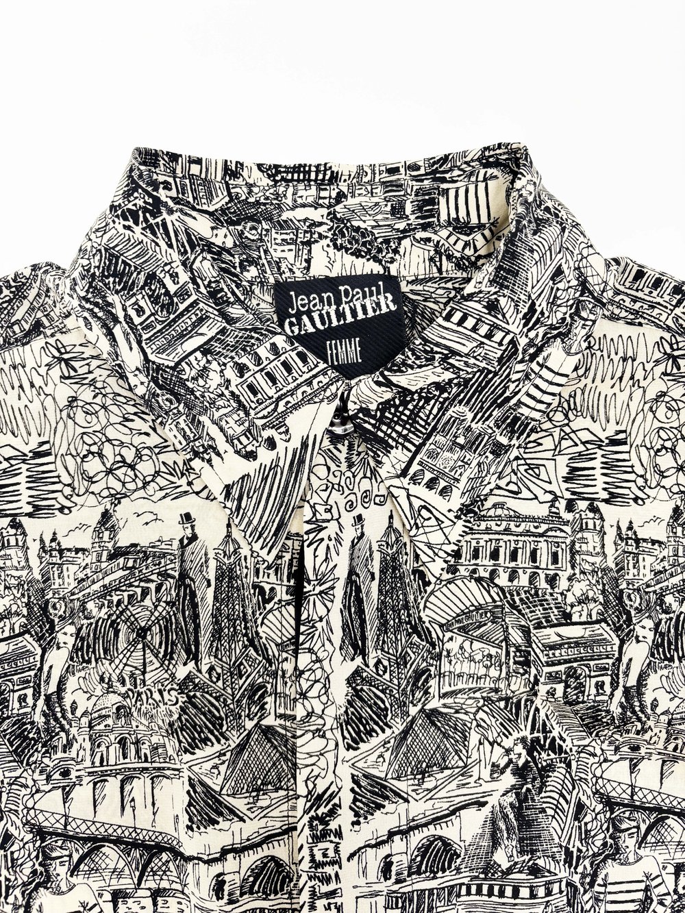 Jean Paul GAULTIER セーラー風 半袖 Jean Paul Gaultier F/W 2005 city print silk shirt dress — JAMES